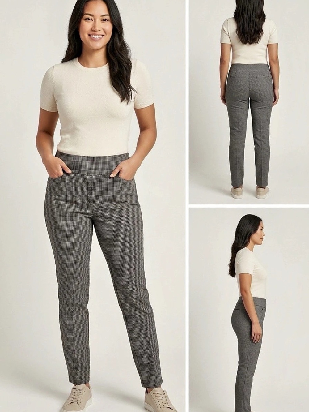 Dalia pull-on pants Houndstooth Straight Leg Pants Extra Large